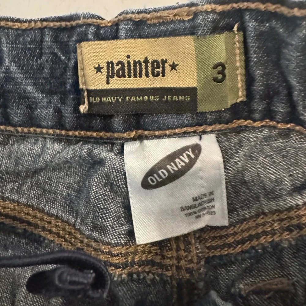 Old Navy Painter Jeans Toddler 3T Blue Denim Carpenter Utility Workwear Pants